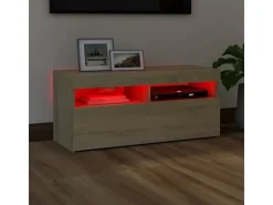 vidaXL TV-Schrank mit LED-Leuchten Sonoma-Eiche 90x35x40 cm