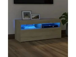 vidaXL TV-Schrank mit LED-Leuchten Sonoma-Eiche 90x35x40 cm