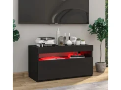 vidaXL TV-Schrank mit LED-Leuchten Schwarz 75x35x40 cm* Wohnwände|TV-Wände