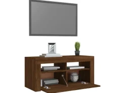 vidaXL TV-Schrank mit LED-Leuchten Braun Eichen-Optik 90x35x40 cm Modell 2* Wohnwände