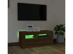 vidaXL TV-Schrank mit LED-Leuchten Braun Eichen-Optik 90x35x40 cm Modell 2* Wohnwände