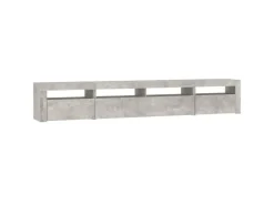 vidaXL TV-Schrank mit LED-Leuchten Betongrau 240x35x40 cm 3