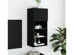 vidaXL TV-Schrank mit LED-Leuchten Schwarz 40,5x30x90 cm
