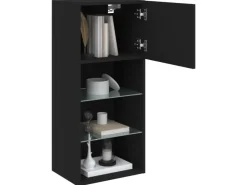 vidaXL TV-Schrank mit LED-Leuchten Schwarz 40,5x30x90 cm
