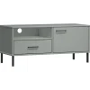 vidaXL TV-Schrank OSLO mit Metallbeinen Grau Massivholz Kiefür Modell 3