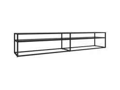 vidaXL TV-Schrank Schwarz 220x40x40,5 cm Hartglas