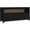 vidaXL TV-Schrank Schwarz 114x35x52 cm Massivholz Kiefür* Wohnwände|TV-Wände