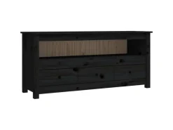 vidaXL TV-Schrank Schwarz 114x35x52 cm Massivholz Kiefür* Wohnwände|TV-Wände