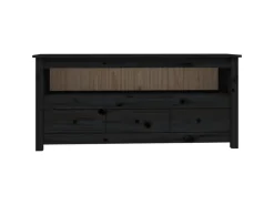vidaXL TV-Schrank Schwarz 114x35x52 cm Massivholz Kiefür* Wohnwände|TV-Wände