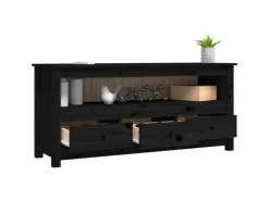 vidaXL TV-Schrank Schwarz 114x35x52 cm Massivholz Kiefür* Wohnwände|TV-Wände
