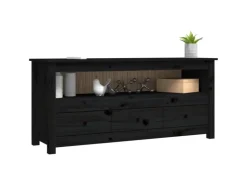 vidaXL TV-Schrank Schwarz 114x35x52 cm Massivholz Kiefür* Wohnwände|TV-Wände