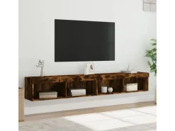 vidaXL TV-Schränke mit LED-Leuchten 2 Stk. Räuchereiche 100x30x30 cm* Wohnwände|TV-Wände
