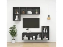 vidaXL TV-Wandschrank Hochglanz-Grau 37x37x142,5 cm Holzwerkstoff* Wohnwände|TV-Wände
