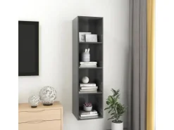vidaXL TV-Wandschrank Hochglanz-Grau 37x37x142,5 cm Holzwerkstoff* Wohnwände|TV-Wände