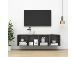 vidaXL TV-Wandschrank Hochglanz-Grau 37x37x142,5 cm Holzwerkstoff* Wohnwände|TV-Wände