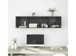vidaXL TV-Wandschrank Hochglanz-Grau 37x37x142,5 cm Holzwerkstoff* Wohnwände|TV-Wände