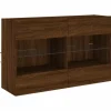 vidaXL TV-Wandschrank mit LED-Leuchten Braun Eichen-Optik 3* Wohnwände|TV-Wände