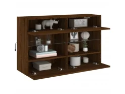 vidaXL TV-Wandschrank mit LED-Leuchten Braun Eichen-Optik 3* Wohnwände|TV-Wände