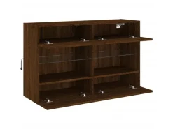 vidaXL TV-Wandschrank mit LED-Leuchten Braun Eichen-Optik 3* Wohnwände|TV-Wände