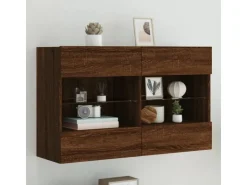 vidaXL TV-Wandschrank mit LED-Leuchten Braun Eichen-Optik 3* Wohnwände|TV-Wände