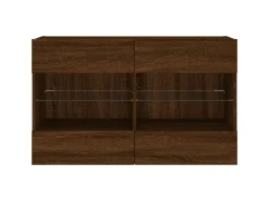 vidaXL TV-Wandschrank mit LED-Leuchten Braun Eichen-Optik 3* Wohnwände|TV-Wände