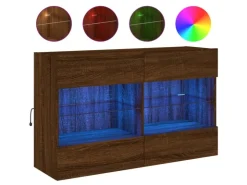 vidaXL TV-Wandschrank mit LED-Leuchten Braun Eichen-Optik 3* Wohnwände|TV-Wände
