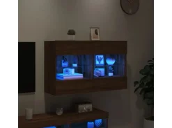vidaXL TV-Wandschrank mit LED-Leuchten Braun Eichen-Optik 3* Wohnwände|TV-Wände