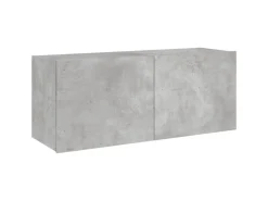 vidaXL TV-Wandschrank mit LED-Leuchten Betongrau 100x35x41 cm