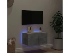 vidaXL TV-Wandschrank mit LED-Leuchten Betongrau 60x35x31 cm
