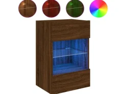 vidaXL TV-Wandschrank mit LED-Leuchten Braun Eichen-Optik 40x30x60,5cm* TV-Wände|Wohnwände