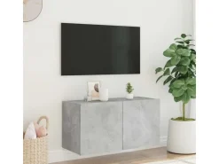 vidaXL TV-Wandschrank mit LED-Leuchten Betongrau 80x35x41 cm