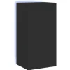 vidaXL TV-Wandschrank mit LED-Leuchten Schwarz 40,5x35x80 cm* TV-Wände|Wohnwände