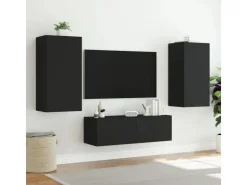 vidaXL TV-Wandschrank mit LED-Leuchten Schwarz 40,5x35x80 cm* TV-Wände|Wohnwände