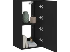 vidaXL TV-Wandschrank mit LED-Leuchten Schwarz 40,5x35x80 cm* TV-Wände|Wohnwände