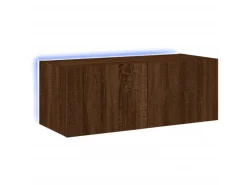 vidaXL TV-Wandschrank mit LED-Leuchten Braun Eichen-Optik 80x35x31 cm* Wohnwände