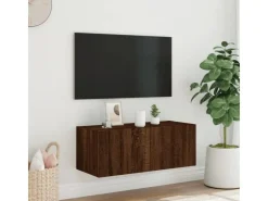 vidaXL TV-Wandschrank mit LED-Leuchten Braun Eichen-Optik 80x35x31 cm* Wohnwände