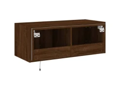 vidaXL TV-Wandschrank mit LED-Leuchten Braun Eichen-Optik 80x35x31 cm* Wohnwände
