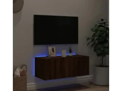 vidaXL TV-Wandschrank mit LED-Leuchten Braun Eichen-Optik 80x35x31 cm* Wohnwände