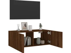 vidaXL TV-Wandschrank mit LED-Leuchten Braun Eichen-Optik 80x35x31 cm* Wohnwände