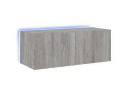 vidaXL TV-Wandschrank mit LED-Leuchten Grau Sonoma 80x35x31 cm* Wohnwände