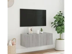 vidaXL TV-Wandschrank mit LED-Leuchten Grau Sonoma 80x35x31 cm* Wohnwände