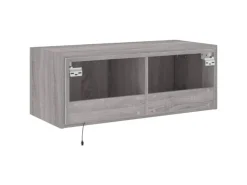 vidaXL TV-Wandschrank mit LED-Leuchten Grau Sonoma 80x35x31 cm* Wohnwände