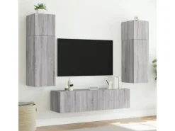 vidaXL TV-Wandschrank mit LED-Leuchten Grau Sonoma 80x35x31 cm* Wohnwände