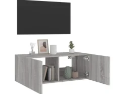 vidaXL TV-Wandschrank mit LED-Leuchten Grau Sonoma 80x35x31 cm* Wohnwände