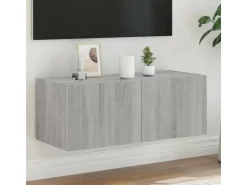 vidaXL TV-Wandschrank mit LED-Leuchten Grau Sonoma 80x35x31 cm* Wohnwände