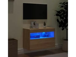 vidaXL TV-Wandschrank mit LED-Leuchten Sonoma-Eiche 60x30x40 cm