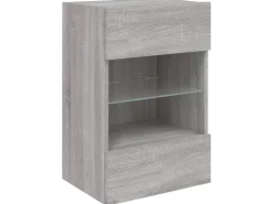vidaXL TV-Wandschrank mit LED-Leuchten Grau Sonoma 40x30x60,5 cm