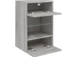 vidaXL TV-Wandschrank mit LED-Leuchten Grau Sonoma 40x30x60,5 cm
