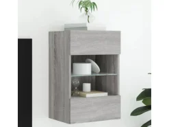 vidaXL TV-Wandschrank mit LED-Leuchten Grau Sonoma 40x30x60,5 cm