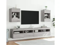 vidaXL TV-Wandschrank mit LED-Leuchten Grau Sonoma 40x30x60,5 cm